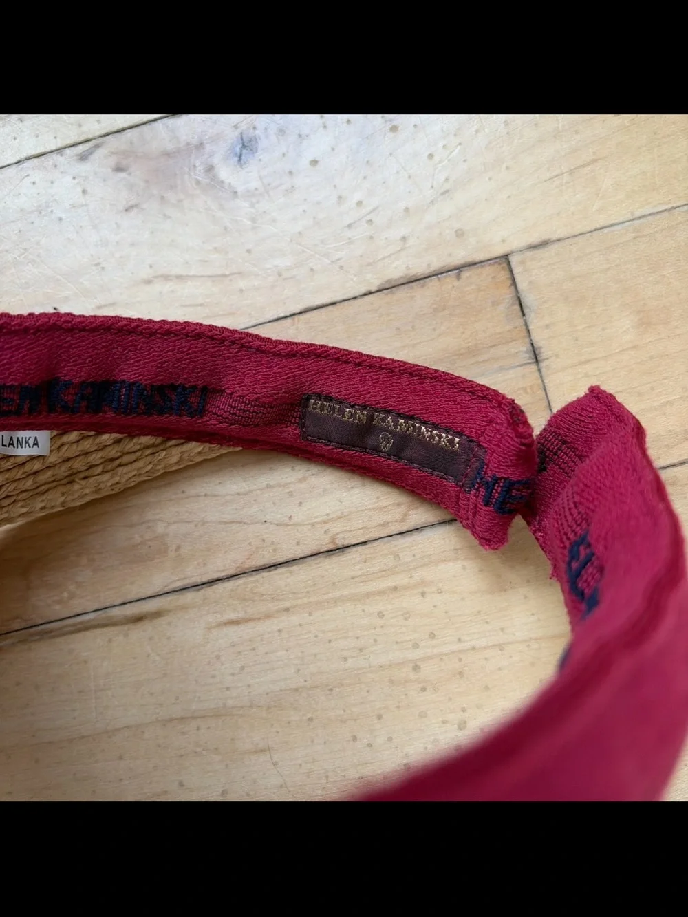 Helen‎ Kaminski Natural Straw Visor with Red Logo Band